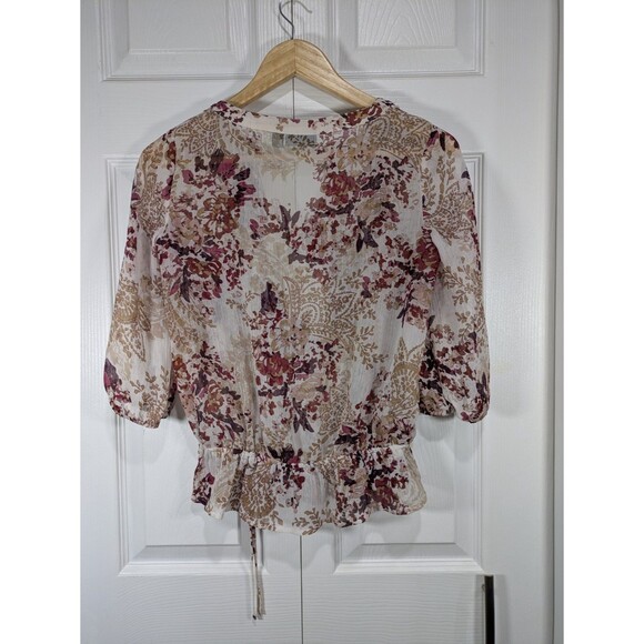 A N.A Women's 3/4 Sleeve Blouse With Tie Waist - Size Petite Small - Picture 2 of 7